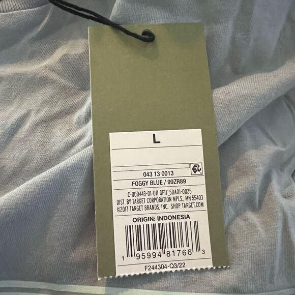 NWT Goodfellow Large Standard Foggy Blue Striped Crewneck Short Sleeve T-Shirt - Picture 5 of 5